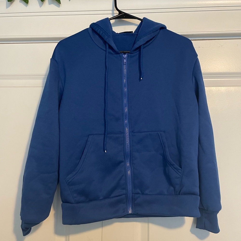 zip up navy blue jacket from shein